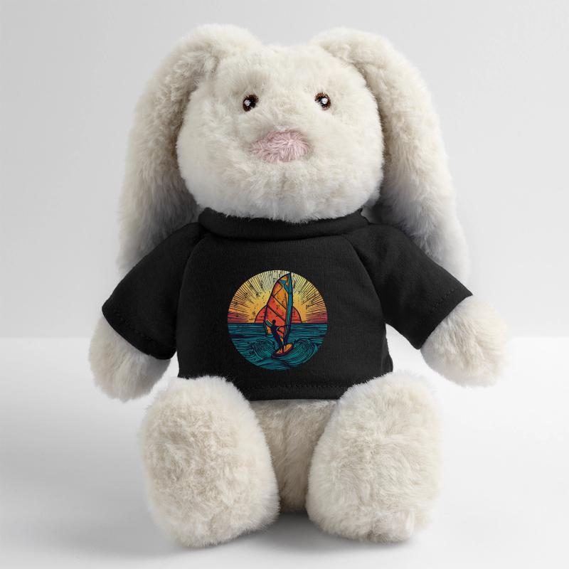 Windsurfer Surfer Sunset Lapin en peluche recyclé MiniFeet® Crème