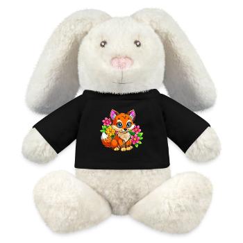 Flower-loving fox - MiniFeet® RecycelHase® Bunny Cream - black - Front