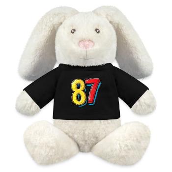 87 Zahl Comic - MiniFeet® RecycelHase® Creme - Schwarz - Vorne