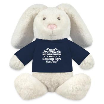 Ch'ti Cuisinier, Cuisine Nord Pas De Calais Humour - Lapin en peluche recyclé MiniFeet® Crème - bleu marine - Devant