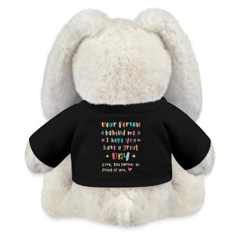 Liebe Person hinter mir, Einen schönen Tag - MiniFeet® RecycelHase® Creme - Schwarz - Hinten