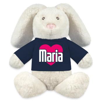 J’aime Maria Coeur rose J’aime Maria - Lapin en peluche recyclé MiniFeet® Crème - bleu marine - Devant