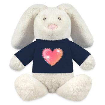 Funkelndes rosa Herz Illustration - MiniFeet® RecycelHase® Creme - French Navy - Vorne