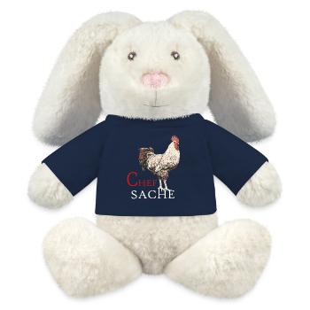 Fans de poulet - Coq - Coq - Chefsache - Chef - Lapin en peluche recyclé MiniFeet® Crème - bleu marine - Devant