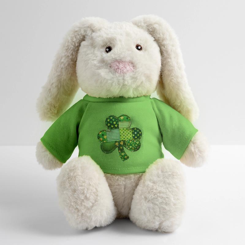 Trèfle – St. Patrick vintage en patchwork Lapin en peluche recyclé MiniFeet® Crème