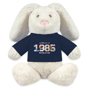 Floral 1985 - 40e anniversaire - Lapin en peluche recyclé MiniFeet® Crème - bleu marine - Devant