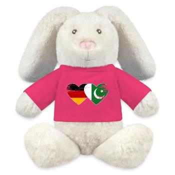 Germany Pakistan Flag Heart Used - MiniFeet® RecycelHase® Bunny Cream - pink - Front