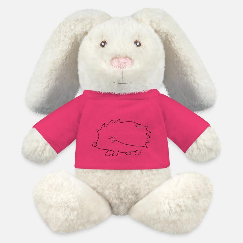 Line Art Igel Design - MiniFeet® RecycelHase® Creme - Pink