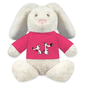 2 chiens gros nez excité mouvement - Lapin en peluche recyclé MiniFeet® Crème - rose - Devant