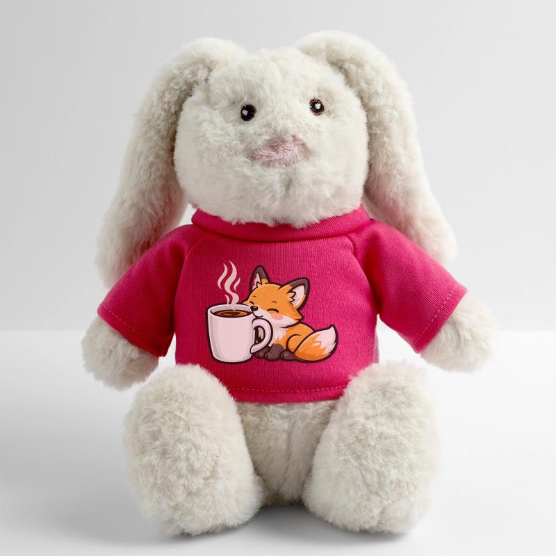 Cuddly fox with coffee MiniFeet® RecycelHase® Bunny Cream