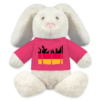Drapeau de l’Allemagne Noir Rouge Or Palm Stripe - Lapin en peluche recyclé MiniFeet® Crème - rose - Devant