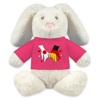 Japan_Deutschland_Flagge_Händehalten - Lapin en peluche recyclé MiniFeet® Crème - rose - Devant