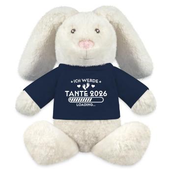 Ich werde Tante 2026 - Schwangerschaftsverkündung - MiniFeet® RecycelHase® Creme - French Navy - Vorne
