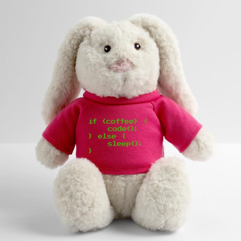 No Coffee No Code Programmeur Informaticien Lapin en peluche recyclé MiniFeet® Crème
