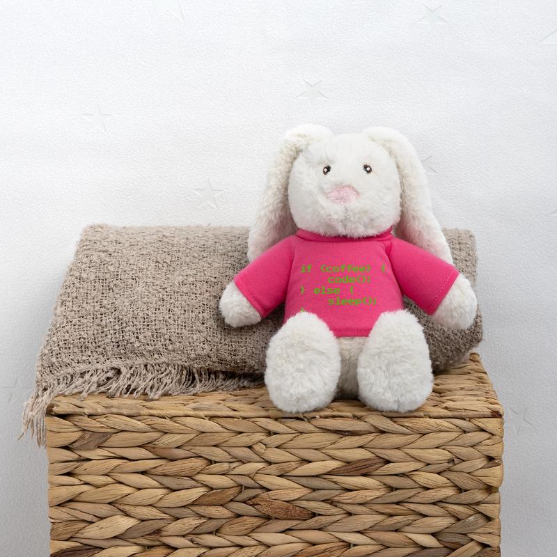 No Coffee No Code Programmeur Informaticien Lapin en peluche recyclé MiniFeet® Crème