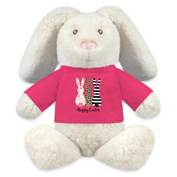 Happy Easter - 3 Osterhasen wünschen frohe Ostern - MiniFeet® RecycelHase® Creme - Pink - Vorne