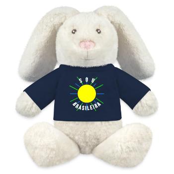 Brésilienne brasileira drapeau brésilien cadeau - Lapin en peluche recyclé MiniFeet® Crème - bleu marine - Devant