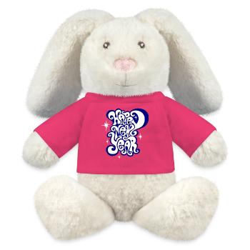 Happy New Year ! Silvester Frohes neues Jahr 2025 - MiniFeet® RecycelHase® Creme - Pink - Vorne