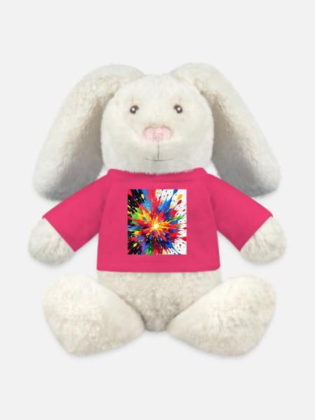 Farbexplosion Druckdesign - MiniFeet® RecycelHase® Creme - Pink