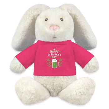 Saint Patrick Bière Verte Joyeuse - Lapin en peluche recyclé MiniFeet® Crème - rose - Devant