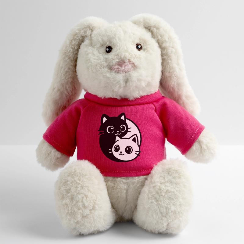 Portrait de chat Ying Yang Lapin en peluche recyclé MiniFeet® Crème
