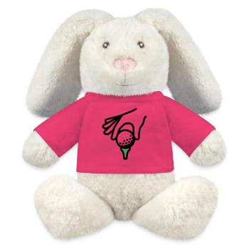 Golfball Abschlag Tee Golfsport Golfclub Golfer - MiniFeet® RecycelHase® Creme - Pink - Vorne