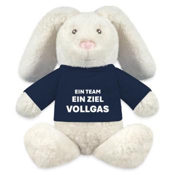 One team, one goal: full throttle - MiniFeet® RecycelHase® Bunny Cream - french navy - Front
