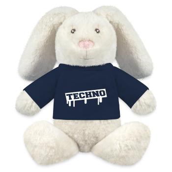 Techno Liebe Stempel Graffiti Spruch Musik Party - MiniFeet® RecycelHase® Creme - French Navy - Vorne