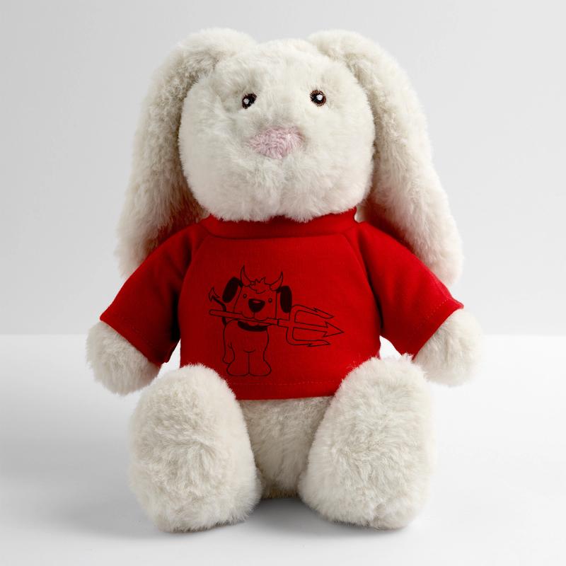 Dog Devil Satan Hell Evil Trident Horns Cool MiniFeet® RecycelHase® Bunny Cream