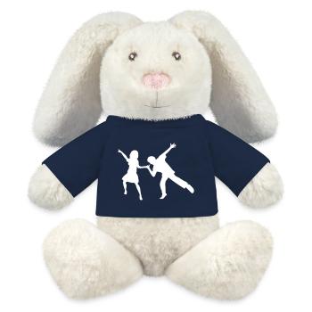 Party Woman Man Loving Couple Celebrating Dancing Silhouette - MiniFeet® RecycelHase® Bunny Cream - french navy - Front