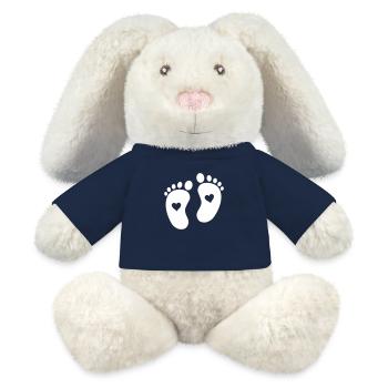 Pieds de bébé - Lapin en peluche recyclé MiniFeet® Crème - bleu marine - Devant