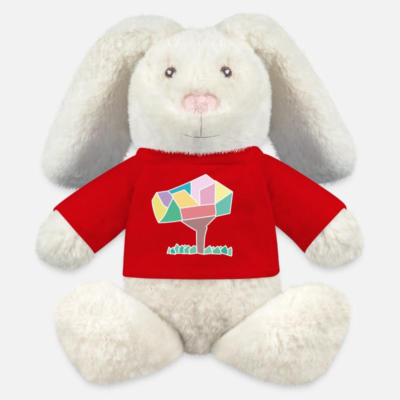 African Tree meet Soviet Mosaic - MiniFeet® RecycelHase® Bunny Cream - red