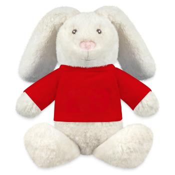 Moto 29 motard - Lapin en peluche recyclé MiniFeet® Crème - rouge - Devant