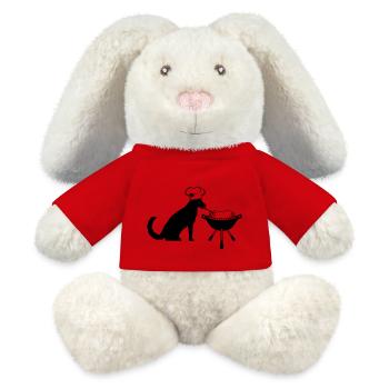 chien, saucisse, grillades, toque de chef, saucisse, chef, faim - Lapin en peluche recyclé MiniFeet® Crème - rouge - Devant