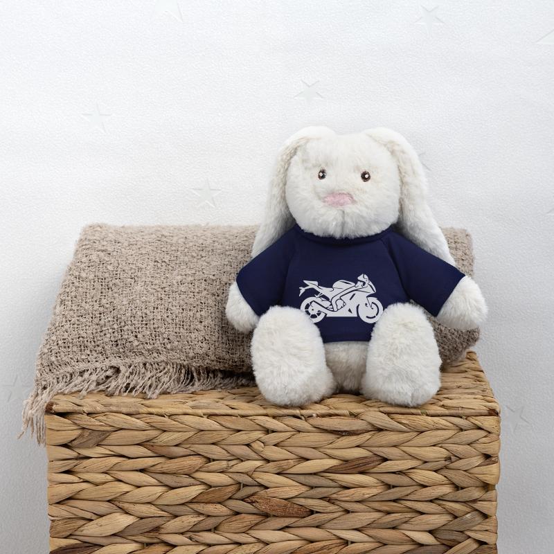 moto Lapin en peluche recyclé MiniFeet® Crème
