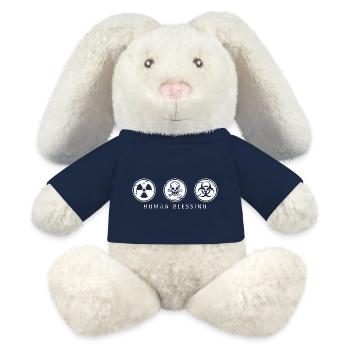 Human Blessing - Blanc - Lapin en peluche recyclé MiniFeet® Crème - bleu marine - Devant