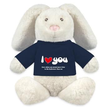 Je t’aime - Citations amusantes Couples NOUVEAU 28 - Lapin en peluche recyclé MiniFeet® Crème - bleu marine - Devant