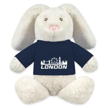 Skyline de Londres - Lapin en peluche recyclé MiniFeet® Crème - bleu marine - Devant
