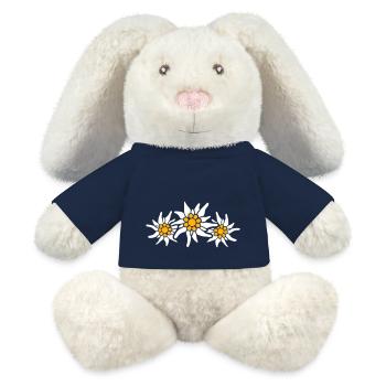 Weiße Alpen Edelweiß Blume Bergblume Berge Wandern - MiniFeet® RecycelHase® Creme - French Navy - Vorne
