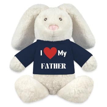 J’AIME MON PÈRE - Lapin en peluche recyclé MiniFeet® Crème - bleu marine - Devant