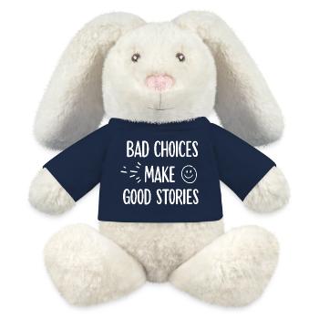 Les mauvais choix font les bonnes histoires Motivation - Lapin en peluche recyclé MiniFeet® Crème - bleu marine - Devant