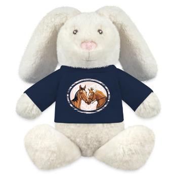 Portrait de chevaux aimants dans un cadre décoratif - Lapin en peluche recyclé MiniFeet® Crème - bleu marine - Devant