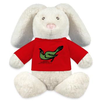Malkoha Kuckuck curvirostris Regenwald retro Vogel - MiniFeet® RecycelHase® Creme - Rot - Vorne