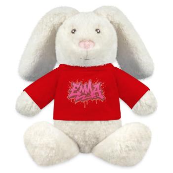 Graffiti EMMA Geschenk Idealdruck - MiniFeet® RecycelHase® Creme - Rot - Vorne