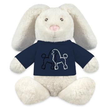 Pudel Ying Yang / Hund / Schwarz Weiß / Hunderasse - MiniFeet® RecycelHase® Creme - French Navy - Vorne