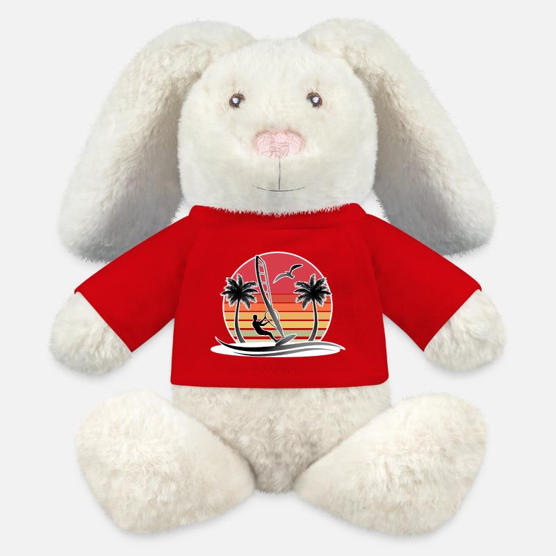 Windsurfing Windsurfer Windsurf - MiniFeet® RecycelHase® Bunny Cream - red
