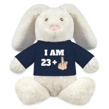 J’ai 23 ans + 1 Sarcastique Drôle 24e Anniversaire Tournant - Lapin en peluche recyclé MiniFeet® Crème - bleu marine - Devant