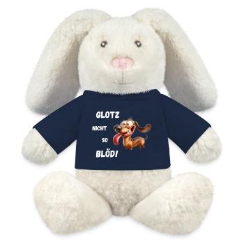 Glotz nicht so blöd! Dackel - MiniFeet® RecycelHase® Creme - French Navy - Vorne