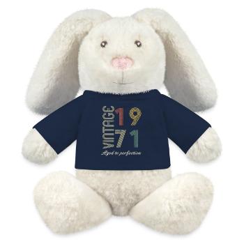 53 Jahre Geburtstagsgeschenk - 1971 - MiniFeet® RecycelHase® Creme - French Navy - Vorne