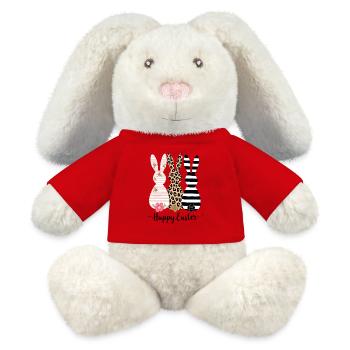 Happy Easter - 3 Easter bunnies wish you a happy Easter - MiniFeet® RecycelHase® Bunny Cream - red - Front